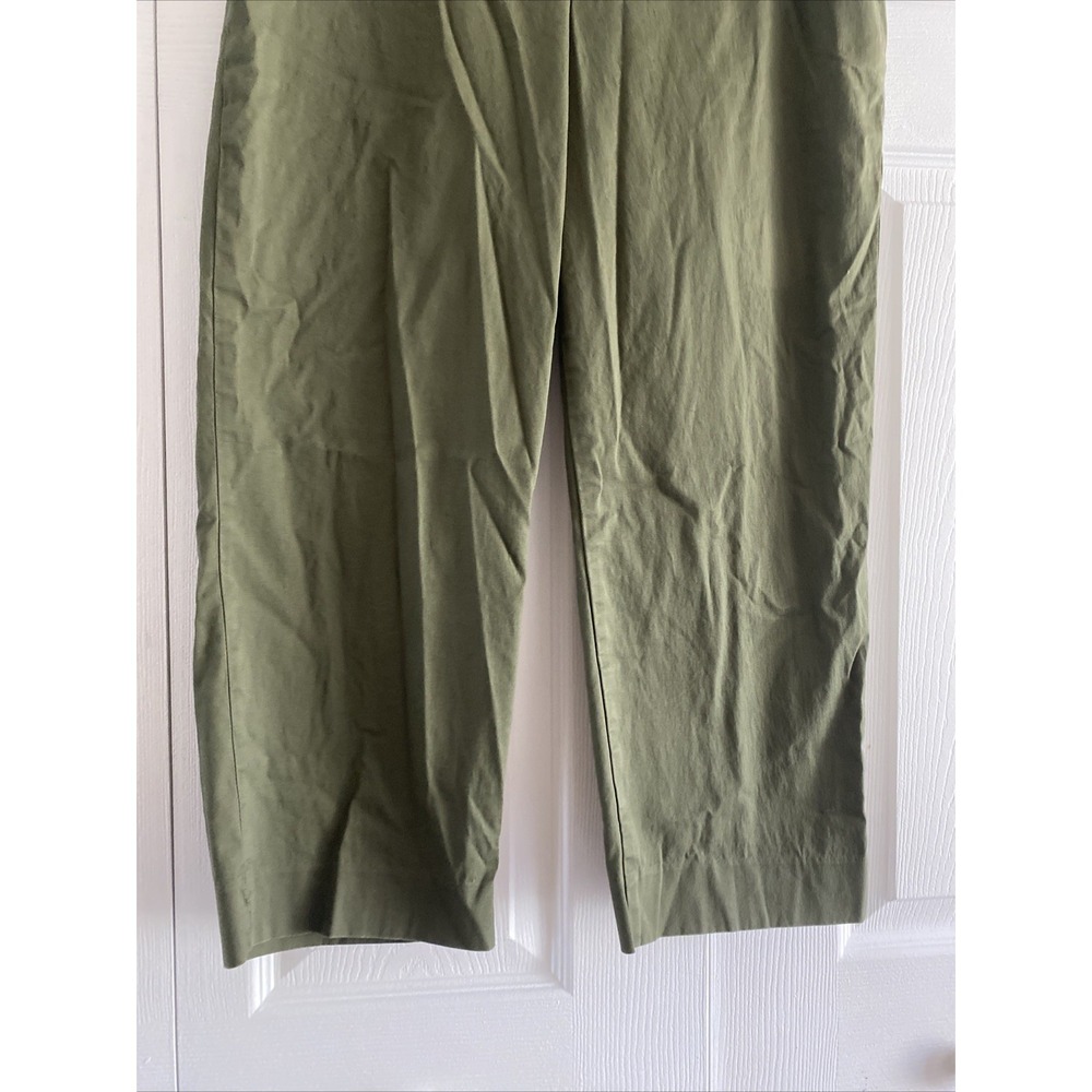 Talbots Heritage Crop Pants Womens Size 10 Green Side Zip Stretch Cotton Chino - Picture 3 of 6